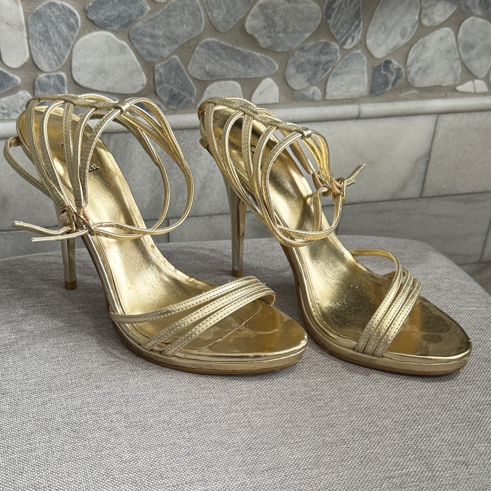Bakers Gold Strappy Heels - Picture 5 of 10